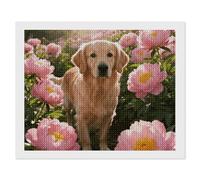 ERSTSNCK Golden Retriever & Daisy Diamond Painting Kits for Adults 16"x20" 5D Diamond Art Kits for Beginners DIY Full Drill Round Diamonds Gem Art Crafts Painting for Home Wall Decor