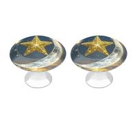 ERSTSNCK Golden Stars and Moon Cabinet Knobs, 2-Pack Silver Stainless Steel Drawer Pulls with Screws, Elegant Hardware for Dressers, Kitchen,Cabinets & Desks