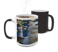 ERSTSNCK Gorgeous White Cat Color Changing Mug Heat Changing Coffee Mug Funny Magic Cup Heat Sensitive Travel Mugs Novelty Coffee Cups Personalized Customized Gift for Men Women 11 Oz