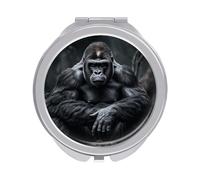 ERSTSNCK Gorilla on The Ground Compact Mirror for Purse Double-Sided 1x/2x Magnifying Metal Pocket Makeup Mirrors Folding Mini Vanity Mirror Handheld Round Travel Cosmetic Mirrors for Women