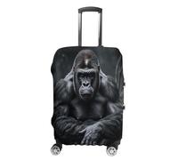 ERSTSNCK Gorilla on The Ground Luggage Suitcase Covers Elastic Washable Cute Luggage Protector Travel Suitcase Protective Cover For Adult (Fit 19-32 Inch Luggages), white, L, Gorilla on the Ground