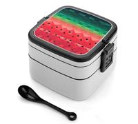 ERSTSNCK Gradient Watermelon Bento Box 1000ml Leak Proof Lunch Container with Removable Dividers & Spoon - BPA-Free PP Stackable Lunch Box for Work, Office, Picnic, Travel, Dining Out