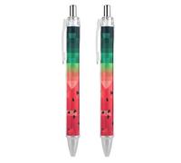 ERSTSNCK Gradient Watermelon Black Ballpoint Pens Fine Point (0.5mm) Black Ink Pen Retractable Ball Point Pens with Comfortable Full Grip for Journaling, And Office Writing Ideal 2 PCS