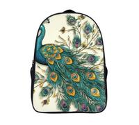 ERSTSNCK Gradient Watermelon Laptop Backpack for Travel Work, 16In Cute Bookbag, Computer Backpack, Casual Daypack, Peacock Pattern, 40x28x16cm