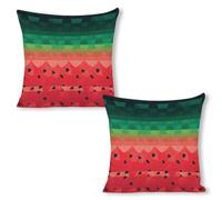 ERSTSNCK Gradient Watermelon Pillow Covers 18"x18"（2pcs） Linen Throw Pillow Covers - Double Sided Decorative Square Cushion Cases for Sofa, Bed, Chair (No Insert Included)