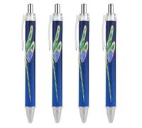 ERSTSNCK Green Beauty Dragonfly Black Ballpoint Pens Fine Point (0.5mm) Black Ink Pen Retractable Ball Point Pens with Comfortable Full Grip for Journaling, And Office Writing Ideal 4 PCS