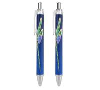 ERSTSNCK Green Beauty Dragonfly Black Ballpoint Pens Fine Point (0.5mm) Black Ink Pen Retractable Ball Point Pens with Comfortable Full Grip for Journaling, And Office Writing Ideal 2 PCS