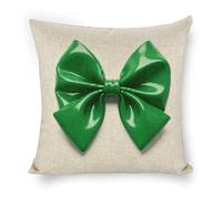 ERSTSNCK Green Bow Pillow Covers 18"x18" Linen Throw Pillow Covers - Double Sided Decorative Square Cushion Cases for Sofa, Bed, Chair (No Insert Included)