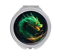 ERSTSNCK Green Dragon Compact Mirror for Purse Double-Sided 1x/2x Magnifying Metal Pocket Makeup Mirrors Folding Mini Vanity Mirror Handheld Round Travel Cosmetic Mirrors for Women