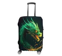 ERSTSNCK Green Dragon Luggage Suitcase Covers Elastic Washable Cute Luggage Protector Travel Suitcase Protective Cover For Adult (Fit 19-32 Inch Luggages), white, L, Green Dragon