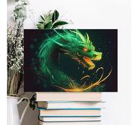 ERSTSNCK Green Dragon Wall Decor For Living Room Large Canvas Wall Art For Bedroom Modern Office Pictures Wall Artwork Landscape Paintings Canvas Art Prints Home Decorations 24x16inch(60x40cm)