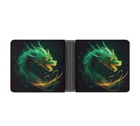 ERSTSNCK Green Dragon Wallet for Men Bifold Rfid Blocking Slim Money Clip Front Pocket Wallet Card Holder