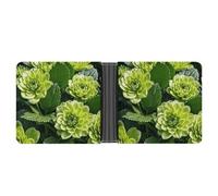 ERSTSNCK Green Floral Wallet for Men Bifold Rfid Blocking Slim Money Clip Front Pocket Wallet Card Holder