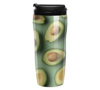 ERSTSNCK Green Pattern 12 Oz Travel Coffee Mug Vacuum Insulated Travel Mug Leakproof Cup with Lid Reusable Coffee Tumbler for Hot And Cold Drinks, Gift for Men And Women