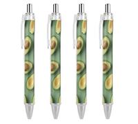 ERSTSNCK Green Pattern Black Ballpoint Pens Fine Point (0.5mm) Black Ink Pen Retractable Ball Point Pens with Comfortable Full Grip for Journaling, And Office Writing Ideal 4 PCS