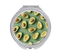 ERSTSNCK Green Pattern Compact Mirror for Purse, Double-Sided 1x/2x Magnifying Metal Pocket Makeup Mirrors, Folding Mini Vanity Mirror, Handheld Round Travel Cosmetic Mirrors for Women