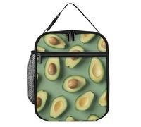 ERSTSNCK Green Pattern Lunch Bag for Adults Reusable Insulated Lunchbox Leakproof Small Lunch Box Tote for Men & Women Portable Food Cooler Bag for Work, Office, Picnics