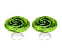 ERSTSNCK Green Rose Cabinet Knobs, 2-Pack Silver Stainless Steel Drawer Pulls with Screws, Elegant Hardware for Dressers, Kitchen,Cabinets & Desks