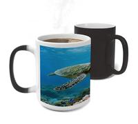 ERSTSNCK Green Sea Turtle Color Changing Mug Heat Changing Coffee Mug Funny Magic Cup Heat Sensitive Travel Mugs Novelty Coffee Cups Personalized Customized Gift for Men Women 11 Oz