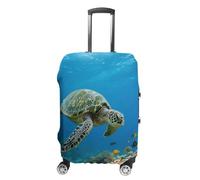 ERSTSNCK Green Sea Turtle Luggage Suitcase Covers Elastic Washable Cute Luggage Protector Travel Suitcase Protective Cover For Adult (Fit 19-32 Inch Luggages), white, L, Green Sea Turtle