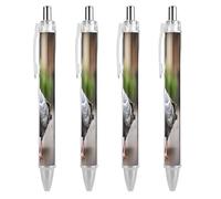 ERSTSNCK Grey Pigeon Black Ballpoint Pens Fine Point (0.5mm) Black Ink Pen Retractable Ball Point Pens with Comfortable Full Grip for Journaling, And Office Writing Ideal 4 PCS