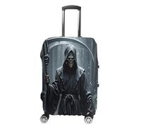 ERSTSNCK Grim Reaper Luggage Suitcase Covers Elastic Washable Cute Luggage Protector Travel Suitcase Protective Cover For Adult (Fit 19-32 Inch Luggages), white, Small, Grim Reaper