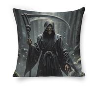 ERSTSNCK Grim Reaper Pillow Covers 18"x18" Linen Throw Pillow Covers - Double Sided Decorative Square Cushion Cases for Sofa, Bed, Chair (No Insert Included)
