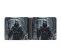 ERSTSNCK Grim Reaper Wallet for Men Bifold Rfid Blocking Slim Money Clip Front Pocket Wallet Card Holder
