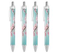 ERSTSNCK Groovy Butterfly And Flower Black Ballpoint Pens Fine Point (0.5mm) Black Ink Pen Retractable Ball Point Pens with Comfortable Full Grip for Journaling, And Office Writing Ideal 4 PCS