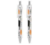 ERSTSNCK Halloween Black Cat Black Ballpoint Pens Fine Point (0.5mm) Black Ink Pen Retractable Ball Point Pens with Comfortable Full Grip for Journaling, And Office Writing Ideal 2 PCS