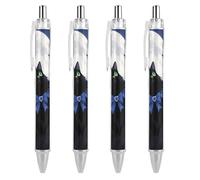 ERSTSNCK Halloween Black Cat Black Ballpoint Pens Fine Point (0.5mm) Black Ink Pen Retractable Ball Point Pens with Comfortable Full Grip for Journaling, And Office Writing Ideal 4 PCS