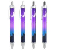 ERSTSNCK Halloween Castle Purple Sky Black Ballpoint Pens Fine Point (0.5mm) Black Ink Pen Retractable Ball Point Pens with Comfortable Full Grip for Journaling, And Office Writing Ideal 4 PCS