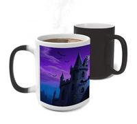 ERSTSNCK Halloween Castle Purple Sky Color Changing Mug Heat Changing Coffee Mug Funny Magic Cup Heat Sensitive Travel Mugs Novelty Coffee Cups Personalized Customized Gift for Men Women 11 Oz