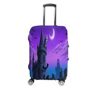 ERSTSNCK Halloween Castle Purple Sky Luggage Suitcase Covers Elastic Washable Cute Luggage Protector Travel Suitcase Protective Cover For Adult (Fit 19-32 Inch Luggages), white, L, Halloween Castle