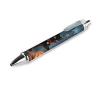 ERSTSNCK Halloween Cat Black Ballpoint Pens Fine Point (0.5mm) Black Ink Pen Retractable Ball Point Pens with Comfortable Full Grip for Journaling, And Office Writing Ideal 1 PCS