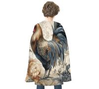 ERSTSNCK Halloween Cloak for Women Men Horror Skull Theme Cat Christmas Cape Aldult Costumes Cape for Cosplay Party, Watercolor Rooster, One Size