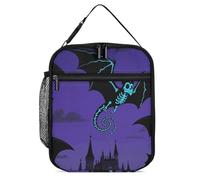 ERSTSNCK Halloween Flying Bat Lunch Bag for Adults Reusable Insulated Lunchbox Leakproof Small Lunch Box Tote for Men & Women Portable Food Cooler Bag for Work, Office, Picnics