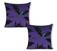 ERSTSNCK Halloween Flying Bat Pillow Covers 18"x18"（2pcs） Linen Throw Pillow Covers - Double Sided Decorative Square Cushion Cases for Sofa, Bed, Chair (No Insert Included)