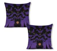 ERSTSNCK Halloween Flying Bats Moon Pillow Covers 18"x18"（2pcs） Linen Throw Pillow Covers - Double Sided Decorative Square Cushion Cases for Sofa, Bed, Chair (No Insert Included)