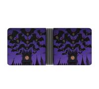 ERSTSNCK Halloween Flying Bats Moon Wallet for Men Bifold Rfid Blocking Slim Money Clip Front Pocket Wallet Card Holder