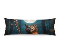 ERSTSNCK Halloween Horror Wolf Body Pillow Pillowcase 20"x54" Lumbar Throw Pillow Covers with Hidden Zipper Breathable & Cozy Full Long Bodypillow Case Cover for Sleeping Bedroom Couch Sofa Decor