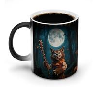 ERSTSNCK Halloween Horror Wolf Color Changing Mug 11 Oz Heat Changing Coffee Mugs Funny Magic Cup Heat Sensitive Ceramics Mug Novelty Coffee Cups Personalized Customized Gift Idea for Men & Women