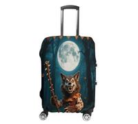 ERSTSNCK Halloween Horror Wolf Luggage Suitcase Covers Elastic Washable Cute Luggage Protector Travel Suitcase Protective Cover For Adult (Fit 19-32 Inch Luggages), white, L, Halloween Horror Wolf