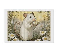 ERSTSNCK Hamster Daisy Meadow Diamond Painting Kits for Adults 8"x12" 5D Diamond Art Kits for Beginners DIY Full Drill Round Diamonds Gem Art Crafts Painting for Home Wall Decor