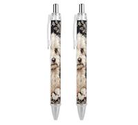 ERSTSNCK Hand Drawn Garden Dog Black Ballpoint Pens Fine Point (0.5mm) Black Ink Pen Retractable Ball Point Pens with Comfortable Full Grip for Journaling, And Office Writing Ideal 2 PCS