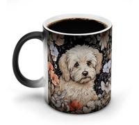 ERSTSNCK Hand Drawn Garden Dog Color Changing Mug 11 Oz Heat Changing Coffee Mugs Funny Magic Cup Heat Sensitive Ceramics Mug Novelty Coffee Cups Personalized Customized Gift Idea for Men & Women