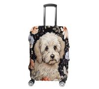 ERSTSNCK Hand Drawn Garden Dog Luggage Suitcase Covers Elastic Washable Cute Luggage Protector Travel Suitcase Protective Cover For Adult (Fit 19-32 Inch Luggages) X-Large, white, M, Hand Drawn Garden