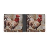 ERSTSNCK Hand Drawn Rooster Wallet for Men Bifold Rfid Blocking Slim Money Clip Front Pocket Wallet Card Holder