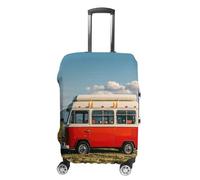 ERSTSNCK Happy Bus Camper Luggage Suitcase Covers Elastic Washable Cute Luggage Protector Travel Suitcase Protective Cover For Adult (Fit 19-32 Inch Luggages) X-Large, white, XL, Happy Bus Camper