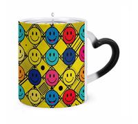 ERSTSNCK Happy Colorful Face Color Changing Mug Heat Changing Coffee Mugs Funny Magic Cup Heat Sensitive Travel Mug Novelty Coffee Cups Personalized Customized Gift Idea for Men & Women 11 Oz